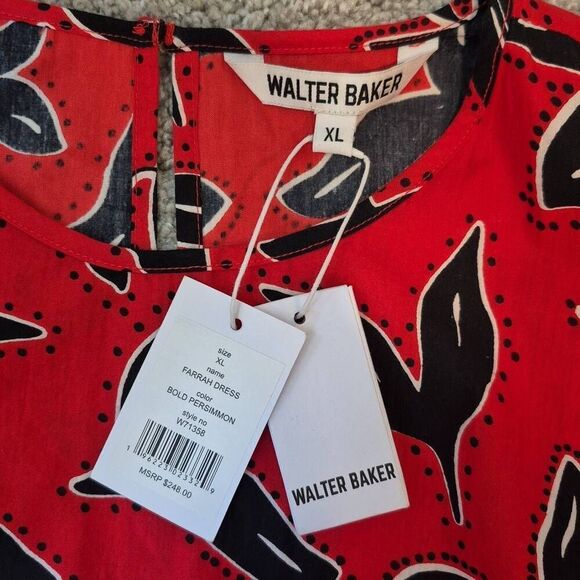 WALTER BAKER Farrah Ruched Mini Dress In Bold Persimmon Size XL - Picture 5 of 8